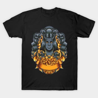 Woman with skull and ornament illustration T-Shirt